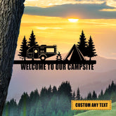 Custom Camper Camping Metal Tree Stake, Steel Wildlife Art Laser Cut Metal Signs Custom Gift Ideas